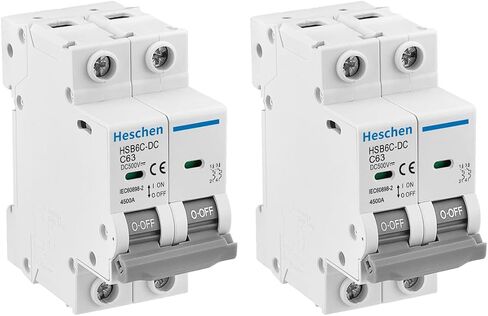 2PCS DC Miniature Circuit Breaker, HSB6C-DC, 2 Poles, DC500V 32A, Photovoltaic Circuit Breaker, for Solar PV System Solar Panels Grid System, 35mm DIN Rail Mounting (32A) in Saudi Arabia