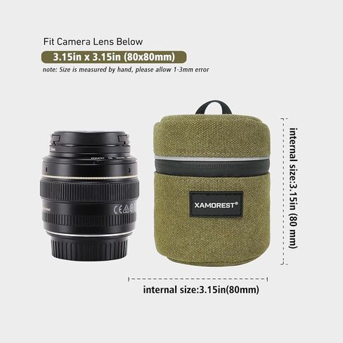 Camera Lens Case Bag for Photographyers, Zipper Waterproof Lens Protective Pouch Interior Size 5.51" x 14.56"(Nylon, Black) in Kuwait
