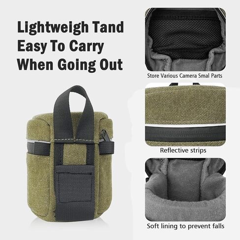 Camera Lens Case Bag for Photographyers, Zipper Waterproof Lens Protective Pouch Interior Size 5.51" x 14.56"(Nylon, Black) in Kuwait