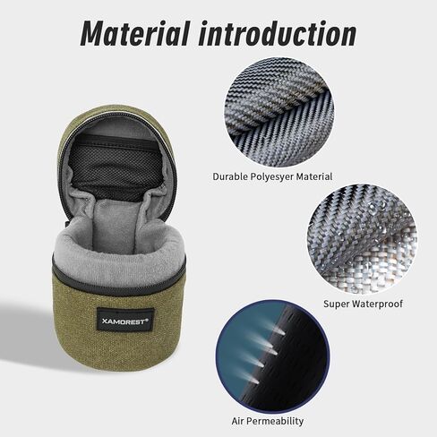 Camera Lens Case Bag for Photographyers, Zipper Waterproof Lens Protective Pouch Interior Size 5.51" x 14.56"(Nylon, Black) in Kuwait