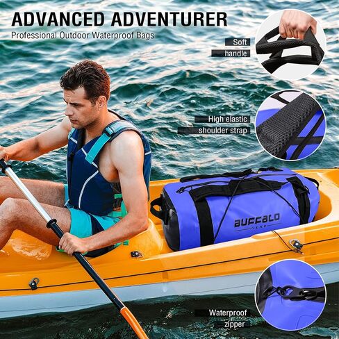 Dry Bag Waterproof Duffel Bag with Airtight Zipper 50L Dry Backpack Duffle Bag for Kayaking, Rafting, Boating, Swimming, Camping, Travel, Gym, Beach, Red in Saudi Arabia