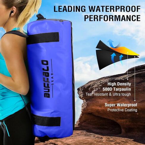 Dry Bag Waterproof Duffel Bag with Airtight Zipper 50L Dry Backpack Duffle Bag for Kayaking, Rafting, Boating, Swimming, Camping, Travel, Gym, Beach, Red in Saudi Arabia
