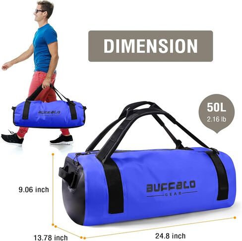 Dry Bag Waterproof Duffel Bag with Airtight Zipper 50L Dry Backpack Duffle Bag for Kayaking, Rafting, Boating, Swimming, Camping, Travel, Gym, Beach, Red in Saudi Arabia