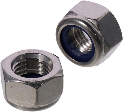 FEIYING صواميل قفل سداسية، قطعتان M16 x 2 مم من النايلون، صواميل ذاتية القفل للمسمار، 304 من الفولاذ المقاوم للصدأ in Kuwait