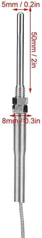 PT100 Temperature Sensor Probe 50mm Probe M8 Thread PT100 Platinum Resistor Thermocouple Temperature Sensor Wire 0-400℃ 1M/2M//4M/5M () in Saudi Arabia