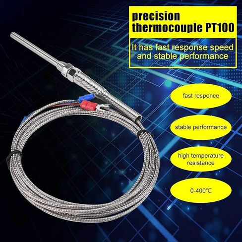 PT100 Temperature Sensor Probe 50mm Probe M8 Thread PT100 Platinum Resistor Thermocouple Temperature Sensor Wire 0-400℃ 1M/2M//4M/5M () in Saudi Arabia