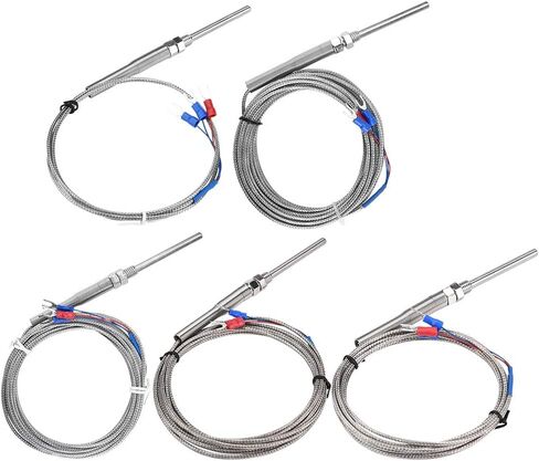 PT100 Temperature Sensor Probe 50mm Probe M8 Thread PT100 Platinum Resistor Thermocouple Temperature Sensor Wire 0-400℃ 1M/2M//4M/5M () in Saudi Arabia