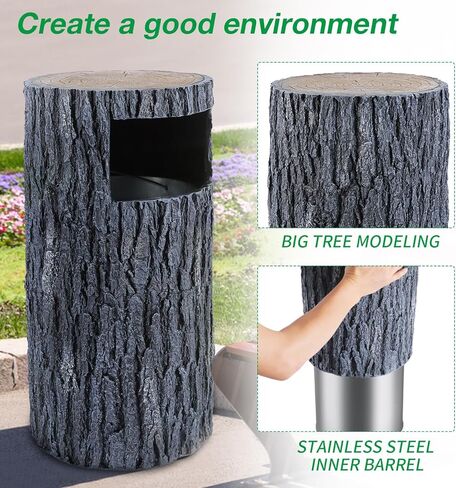 Outdoor Trash Can Resin Garbage Can with Inner Bucket Waste Container with Dome Lid Indoor Outdoor Trash Bin for Kitchen,Backyard, School,Outside Patio Decor in Kuwait