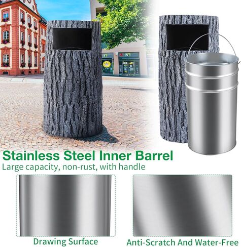 Outdoor Trash Can Resin Garbage Can with Inner Bucket Waste Container with Dome Lid Indoor Outdoor Trash Bin for Kitchen,Backyard, School,Outside Patio Decor in Kuwait