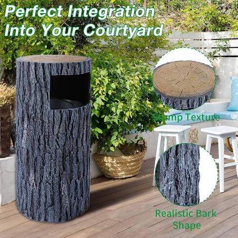 Outdoor Trash Can Resin Garbage Can with Inner Bucket Waste Container with Dome Lid Indoor Outdoor Trash Bin for Kitchen,Backyard, School,Outside Patio Decor in Kuwait
