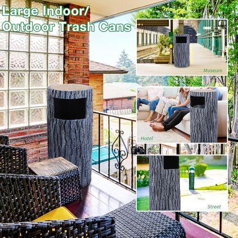 Outdoor Trash Can Resin Garbage Can with Inner Bucket Waste Container with Dome Lid Indoor Outdoor Trash Bin for Kitchen,Backyard, School,Outside Patio Decor in Kuwait