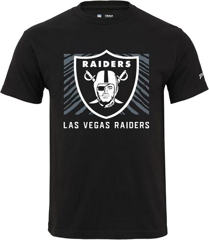تي شيرت Zubaz NFL للبالغين من الجنسين مصنوع من القطن ثقيل الوزن بأكمام قصيرة باللون الأسود مع شعار نفق رمادي اللون للرجال والنساء in Kuwait
