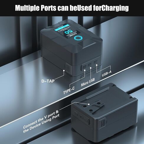 بطارية tyrone V Mount، بطارية 99Wh V Mount متوافقة مع Smallrig، بطارية Mini V بقدرة 6800 مللي أمبير في الساعة 14.4 فولت مع D-TAP، UUSB A، Micro USB، للكاميرات وكاميرات الفيديو والشاشات وأضواء الفيديو in Kuwait