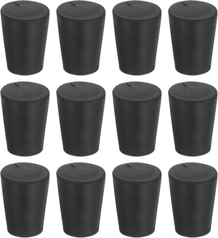 uxcell 12 Pcs Solid Rubber Stopper, Tapered Lab Seal Tube Stopper Plug for Test Tube Flasks Glass Containers Industry and Laboratories, 19x14x25mm Black in Saudi Arabia