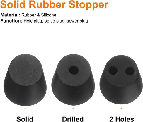 uxcell 12 Pcs Solid Rubber Stopper, Tapered Lab Seal Tube Stopper Plug for Test Tube Flasks Glass Containers Industry and Laboratories, 19x14x25mm Black in Saudi Arabia
