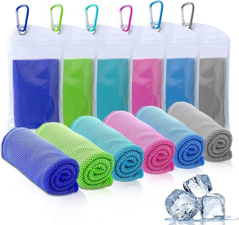 6 عبوات من مناشف التبريد من أمجيكو، منشفة باردة فورية رائعة للرقبة والوجه، مناشف العرق الناعمة القابلة للتنفس للرياضة وصالة الألعاب الرياضية واليوجا والجولف والشاطئ والتخييم والسفر والطقس الحار in Kuwait