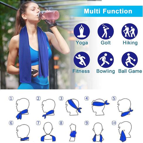 6 عبوات من مناشف التبريد من أمجيكو، منشفة باردة فورية رائعة للرقبة والوجه، مناشف العرق الناعمة القابلة للتنفس للرياضة وصالة الألعاب الرياضية واليوجا والجولف والشاطئ والتخييم والسفر والطقس الحار in Kuwait