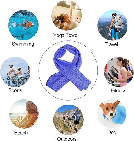 6 عبوات من مناشف التبريد من أمجيكو، منشفة باردة فورية رائعة للرقبة والوجه، مناشف العرق الناعمة القابلة للتنفس للرياضة وصالة الألعاب الرياضية واليوجا والجولف والشاطئ والتخييم والسفر والطقس الحار in Kuwait