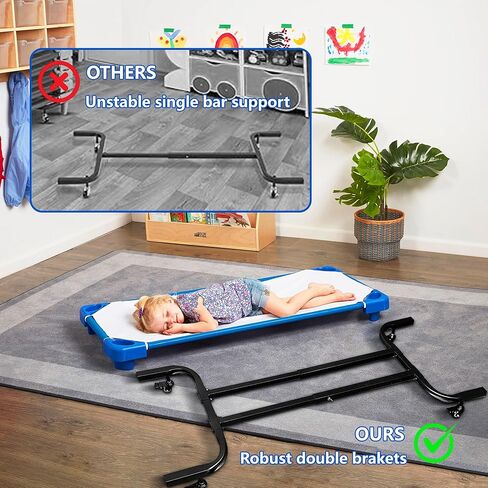 حاملة أسرة الأطفال من مونتيكس، مناسبة عالميًا، حاملة أسرة الأطفال للنوم، محمولة، تحمل ما يصل إلى 24 سريرًا للرعاية النهارية، حاملة أسرة الأطفال مع 4 عجلات صناعية قوية in Kuwait