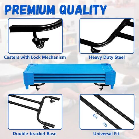 حاملة أسرة الأطفال من مونتيكس، مناسبة عالميًا، حاملة أسرة الأطفال للنوم، محمولة، تحمل ما يصل إلى 24 سريرًا للرعاية النهارية، حاملة أسرة الأطفال مع 4 عجلات صناعية قوية in Kuwait