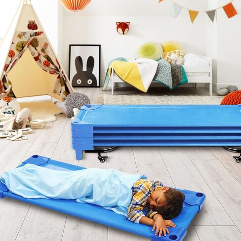 حاملة أسرة الأطفال من مونتيكس، مناسبة عالميًا، حاملة أسرة الأطفال للنوم، محمولة، تحمل ما يصل إلى 24 سريرًا للرعاية النهارية، حاملة أسرة الأطفال مع 4 عجلات صناعية قوية in Kuwait