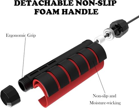 No-Knot Fast Jump Rope with Ball Bearings, Adjustable Speed Jump Rope for Men/Women, Weighted Jump Rope with Foam Handles Ideal for Fitness, Home, School, Gym Workouts, Black with red stripes - 2 Pack in Saudi Arabia