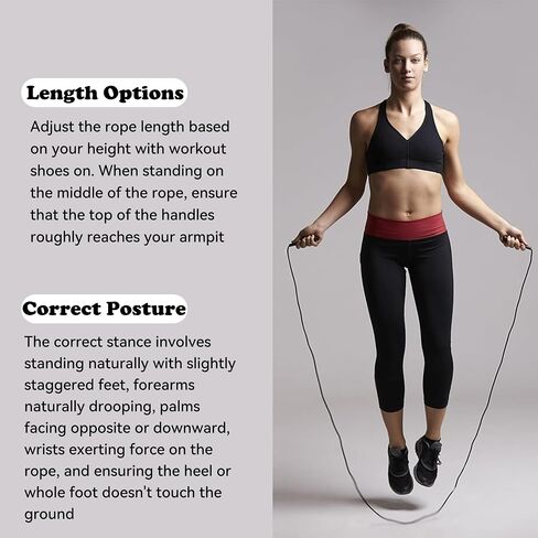 No-Knot Fast Jump Rope with Ball Bearings, Adjustable Speed Jump Rope for Men/Women, Weighted Jump Rope with Foam Handles Ideal for Fitness, Home, School, Gym Workouts, Black with red stripes - 2 Pack in Saudi Arabia