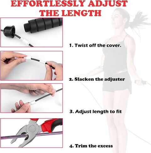 No-Knot Fast Jump Rope with Ball Bearings, Adjustable Speed Jump Rope for Men/Women, Weighted Jump Rope with Foam Handles Ideal for Fitness, Home, School, Gym Workouts, Black with red stripes - 2 Pack in Saudi Arabia