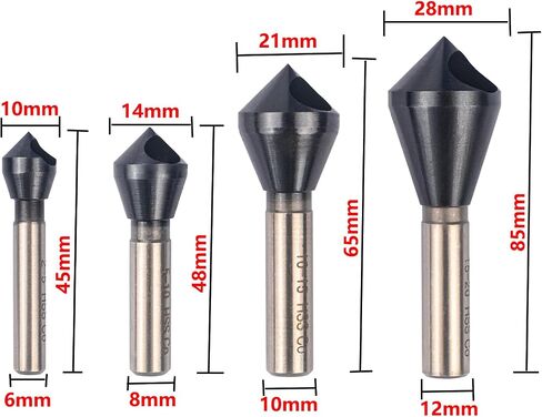 Cobalt Single End Countersink Drill Bits Set, TiAlN Coated 90 Degree Heavy Duty M35 Countersink Chamfer Tool for Metal, Stainless Steel, Copper, Wood, Fiberboard, 15-20MM in Kuwait