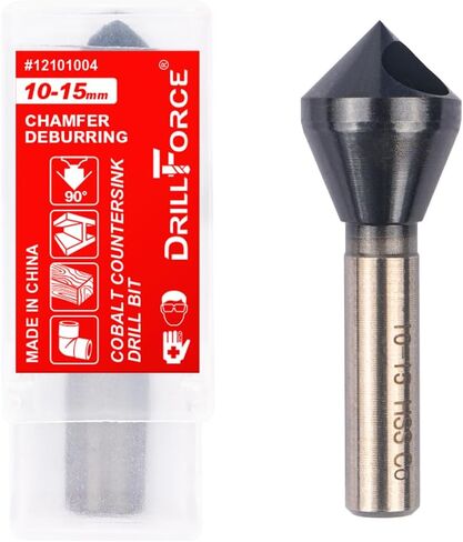 Cobalt Single End Countersink Drill Bits Set, TiAlN Coated 90 Degree Heavy Duty M35 Countersink Chamfer Tool for Metal, Stainless Steel, Copper, Wood, Fiberboard, 15-20MM in Kuwait