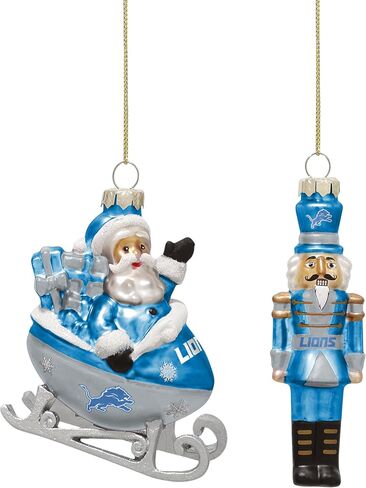 FOCO Detroit Lions NFL 2 Pack Blown Glass Ornament Set in Saudi Arabia
