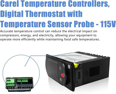 Temperature Controller PJEZS0H100 Temperature Thermostat with Temperature Sensor Probe 115v Compatible with Carel and All Refrigerator Types in Saudi Arabia