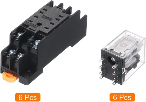 MECCANIXITY 6 مجموعة AC110V مرحل الطاقة الكهرومغناطيسية 8-Pin AC / DC DPDT 2NO + 2NC ملف مرحل مع قاعدة مقبس للأجهزة الصناعية والمنزلية ونظام السكك الحديدية DIN مع مؤشر LED in Saudi Arabia