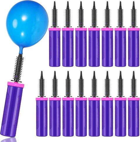 16 Pcs Handheld Balloon Air Pump Inflator Air Pump for Balloons, 2 Way Dual Action Manual Balloon Inflator for Birthday Party Decoration Exercise Yoga Balls Pool Floats, 12 Inch (Rose Red and Purple) in Saudi Arabia