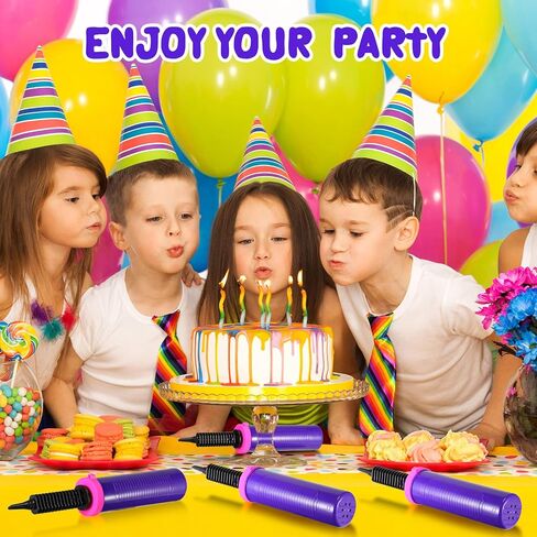 16 Pcs Handheld Balloon Air Pump Inflator Air Pump for Balloons, 2 Way Dual Action Manual Balloon Inflator for Birthday Party Decoration Exercise Yoga Balls Pool Floats, 12 Inch (Rose Red and Purple) in Saudi Arabia