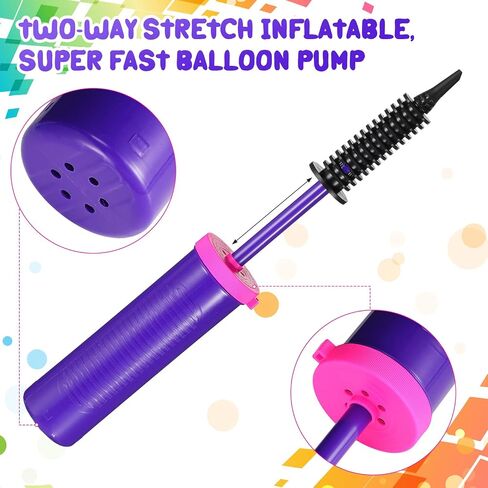 16 Pcs Handheld Balloon Air Pump Inflator Air Pump for Balloons, 2 Way Dual Action Manual Balloon Inflator for Birthday Party Decoration Exercise Yoga Balls Pool Floats, 12 Inch (Rose Red and Purple) in Saudi Arabia