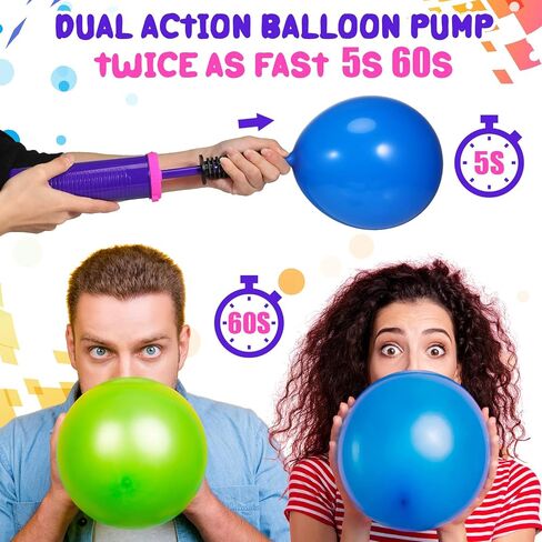 16 Pcs Handheld Balloon Air Pump Inflator Air Pump for Balloons, 2 Way Dual Action Manual Balloon Inflator for Birthday Party Decoration Exercise Yoga Balls Pool Floats, 12 Inch (Rose Red and Purple) in Saudi Arabia