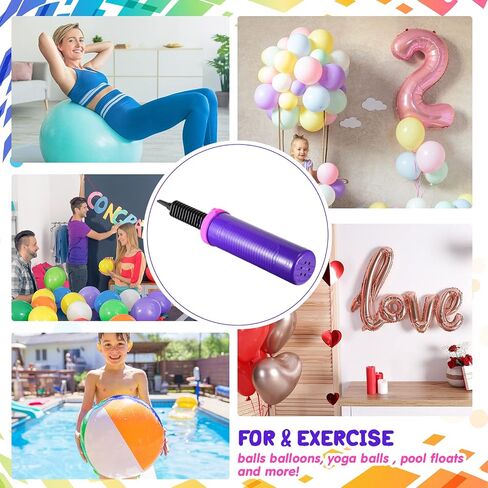 16 Pcs Handheld Balloon Air Pump Inflator Air Pump for Balloons, 2 Way Dual Action Manual Balloon Inflator for Birthday Party Decoration Exercise Yoga Balls Pool Floats, 12 Inch (Rose Red and Purple) in Saudi Arabia