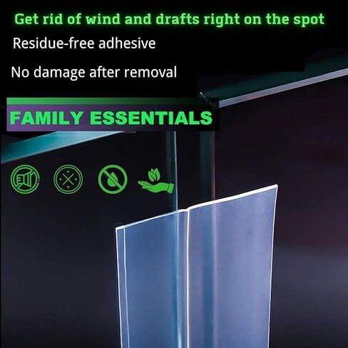 مانع تسرب الطقس - شريط ختم الباب لجانب إطار الباب، النافذة، ختم الجزء السفلي لباب الدش، سدادة باب سيليكون لاصقة قوية لمقاومة الطقس وتقليل الضوضاء، أسود 1.4 بوصة in Kuwait