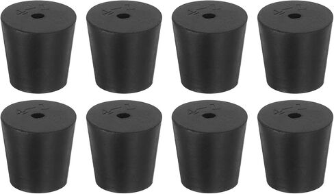 uxcell 8 Pcs 1-Hole Rubber Stopper, Tapered Lab Seal Tube Stopper Plug for Test Tube Flasks Glass Containers Industry and Laboratories, 26x20x25mm Black in Kuwait