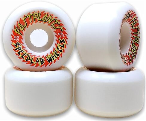 Fastplants White Skateboard Wheels - 53mm 99a (Set of 4) in Kuwait