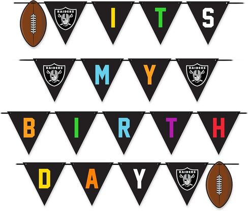 مجموعة حفلات عيد ميلاد الكلاب من NFL LAS Vegas Raiders مكونة من 9 قطع مع 1 باندانا كرة قدم كبيرة/كبيرة جدًا، 1 لافتة، 1 لعبة كعكة عيد ميلاد و6 بالونات عيد ميلاد، مجموعة عيد ميلاد للكلاب، زي، إكسسوارات مرحة للكلاب in Saudi Arabia