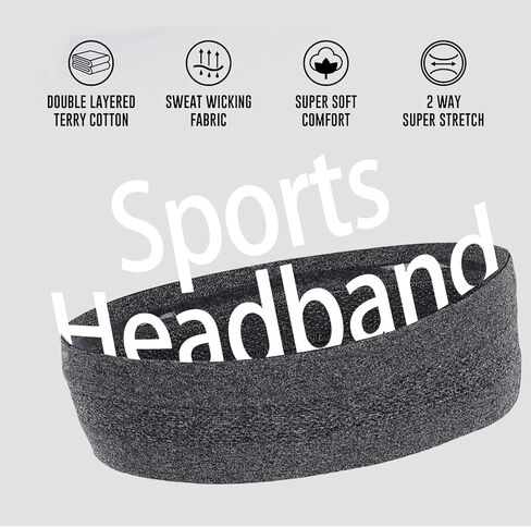 عصابات رأس رياضية للرجال، مصنوعة من القطن الناعم والقابل للتمدد لممارسة التمارين الرياضية والتنس وكرة السلة والجري وعصابة شعر للجنسين in Kuwait