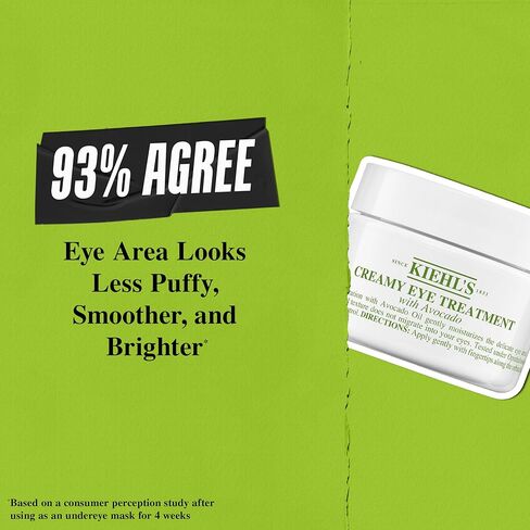 Kiehl's Avocado Eye Treatment, Nourishing and Hydrating Eye Cream, Avocado Oil and Caffeine to Energize and Invigorate Skin, Tired Eyes, 99% Naturally Derived Formula in Saudi Arabia