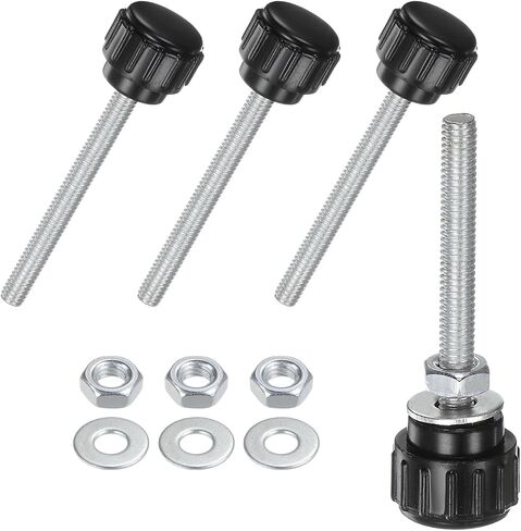 4-Set Knurled Clamping Knobs, M4x40mm Male Thread Knurled Thumbscrew W Nuts & Washers Carbon Steel Screw on Knobs Grips for Machinery/Electronic/Furniture [Black] in Saudi Arabia
