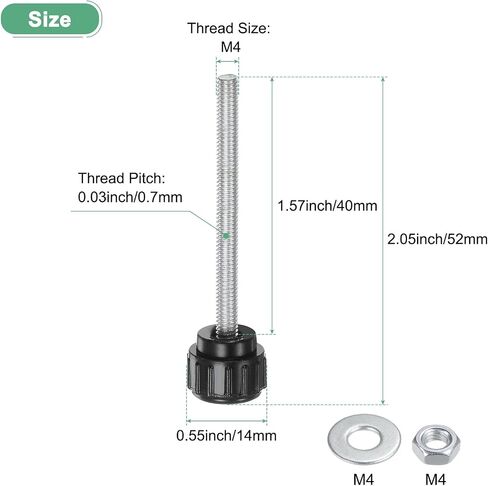 4-Set Knurled Clamping Knobs, M4x40mm Male Thread Knurled Thumbscrew W Nuts & Washers Carbon Steel Screw on Knobs Grips for Machinery/Electronic/Furniture [Black] in Saudi Arabia