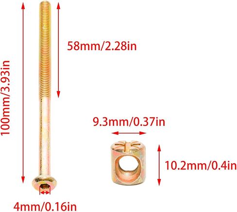 Lilaly 10 Set Barrel Nut and Bolt M6 Barrel Nut Barrel Bolt Cross Dowel Nut Furniture Bolts and Barrel Nuts 60mm in Saudi Arabia