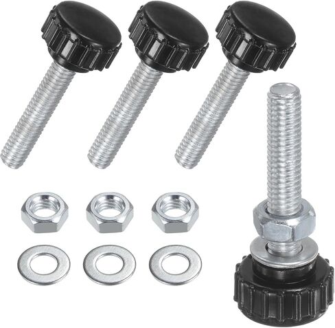 4-Set Knurled Clamping Knobs, M4x40mm Male Thread Knurled Thumbscrew W Nuts & Washers Carbon Steel Screw on Knobs Grips for Machinery/Electronic/Furniture [Black] in Saudi Arabia