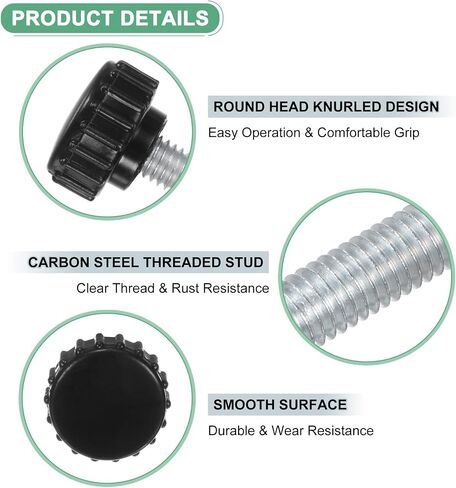 4-Set Knurled Clamping Knobs, M4x40mm Male Thread Knurled Thumbscrew W Nuts & Washers Carbon Steel Screw on Knobs Grips for Machinery/Electronic/Furniture [Black] in Saudi Arabia