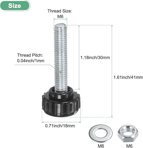 4-Set Knurled Clamping Knobs, M4x40mm Male Thread Knurled Thumbscrew W Nuts & Washers Carbon Steel Screw on Knobs Grips for Machinery/Electronic/Furniture [Black] in Saudi Arabia